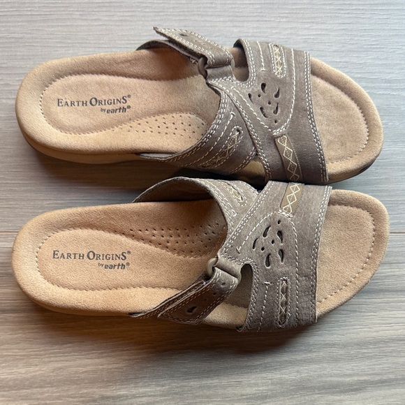 Earth Origins Women's Sizzle Leather Slip-On Sandals Size 7.5 - Picture 1 of 4